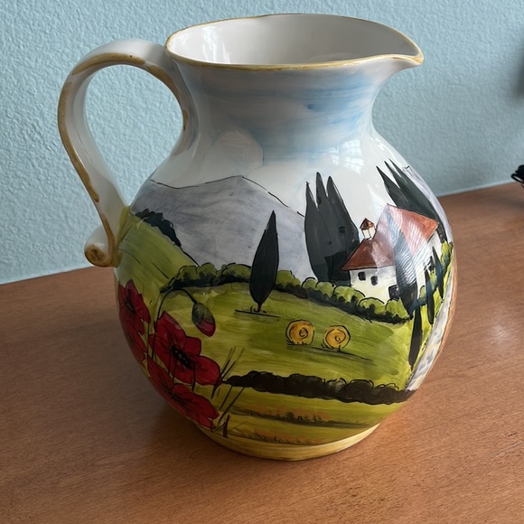 Arte Italica Toscana Pitcher with Poppies Made in Italy